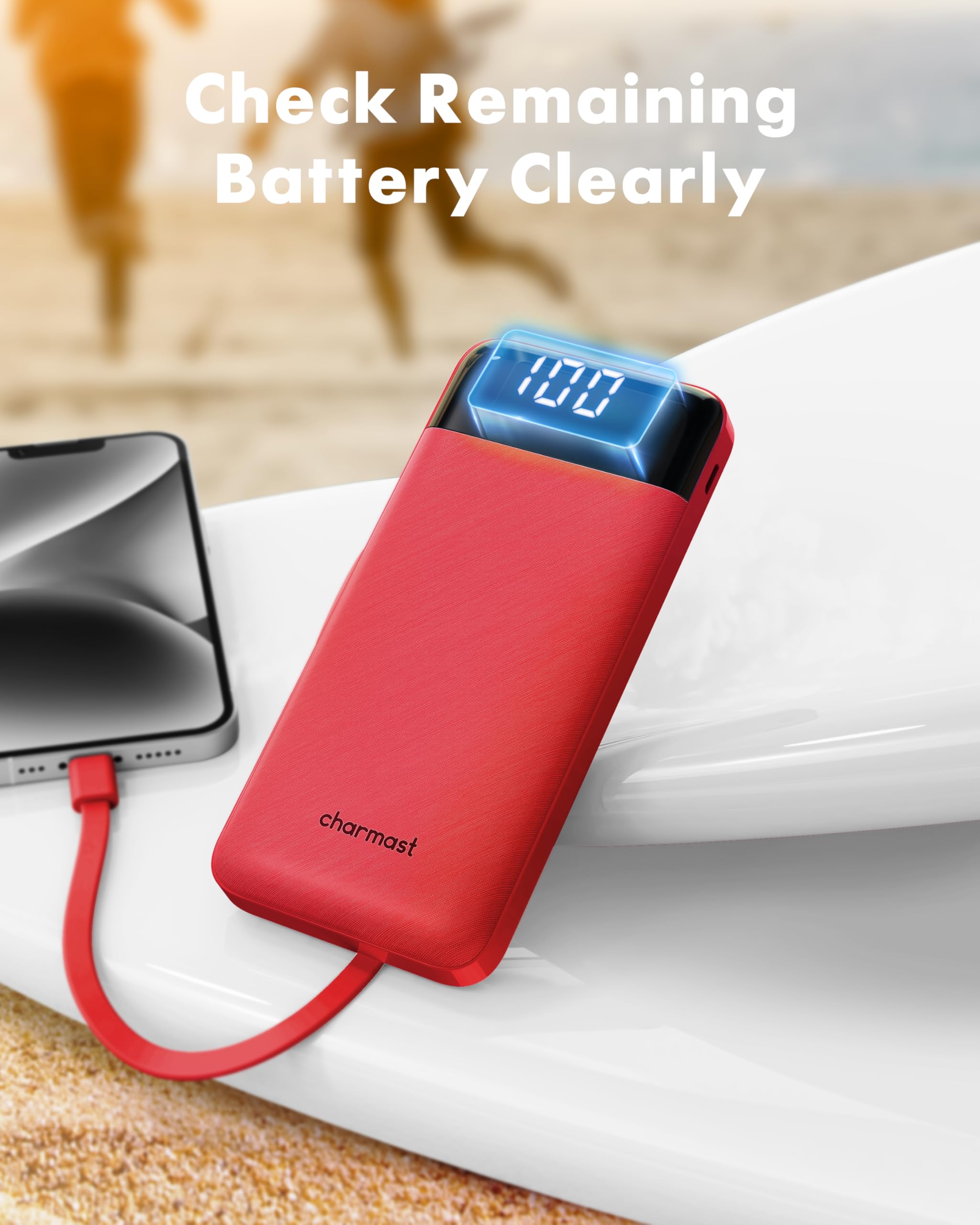 charmast comparado con iPhone para escala, diseño ultradelgado y ligero