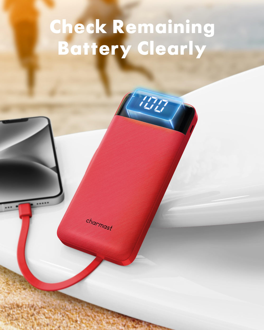 charmast comparado con iPhone para escala, diseño ultradelgado y ligero