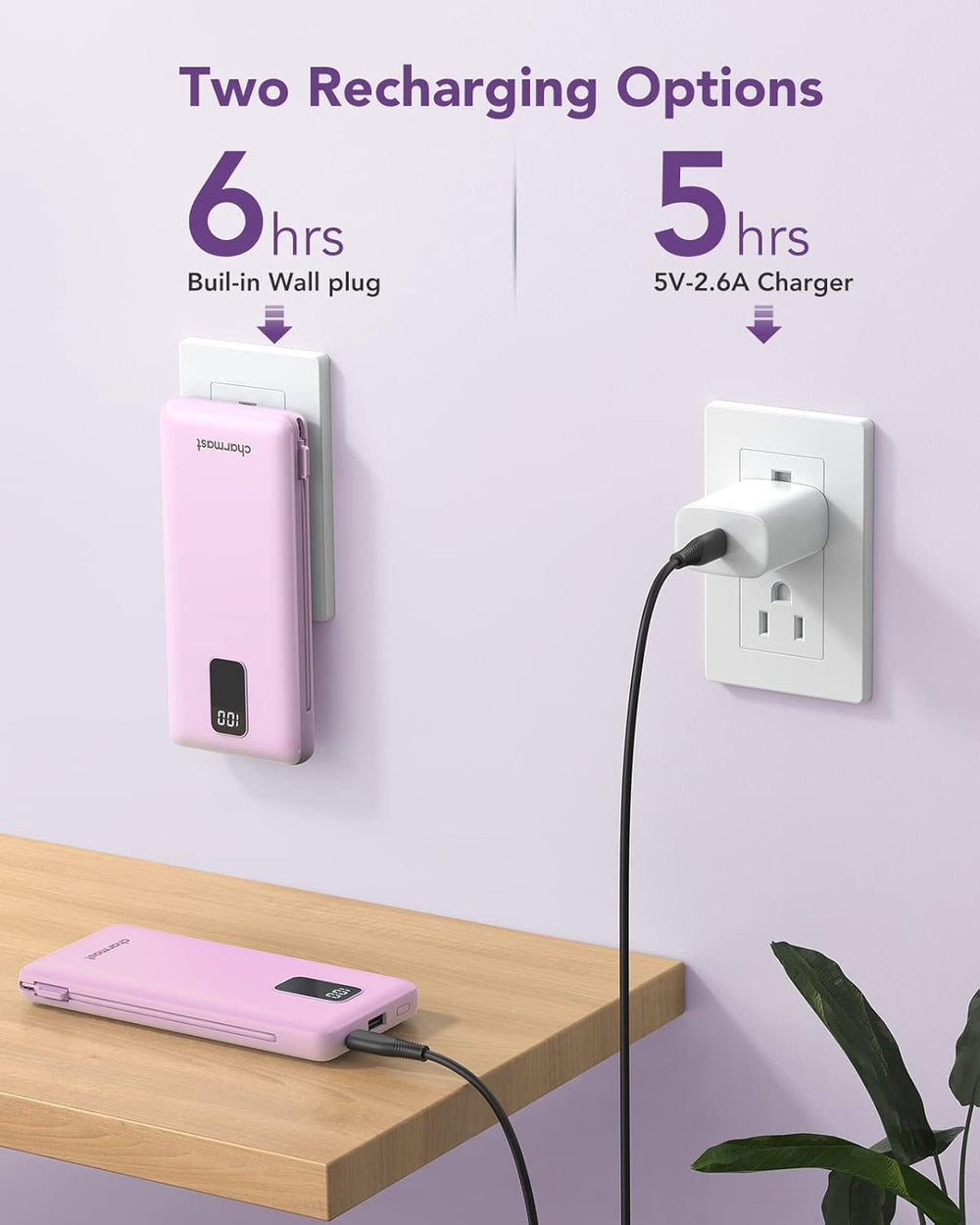charmast power bank en mano demostrando peso ligero y facilidad de transporte