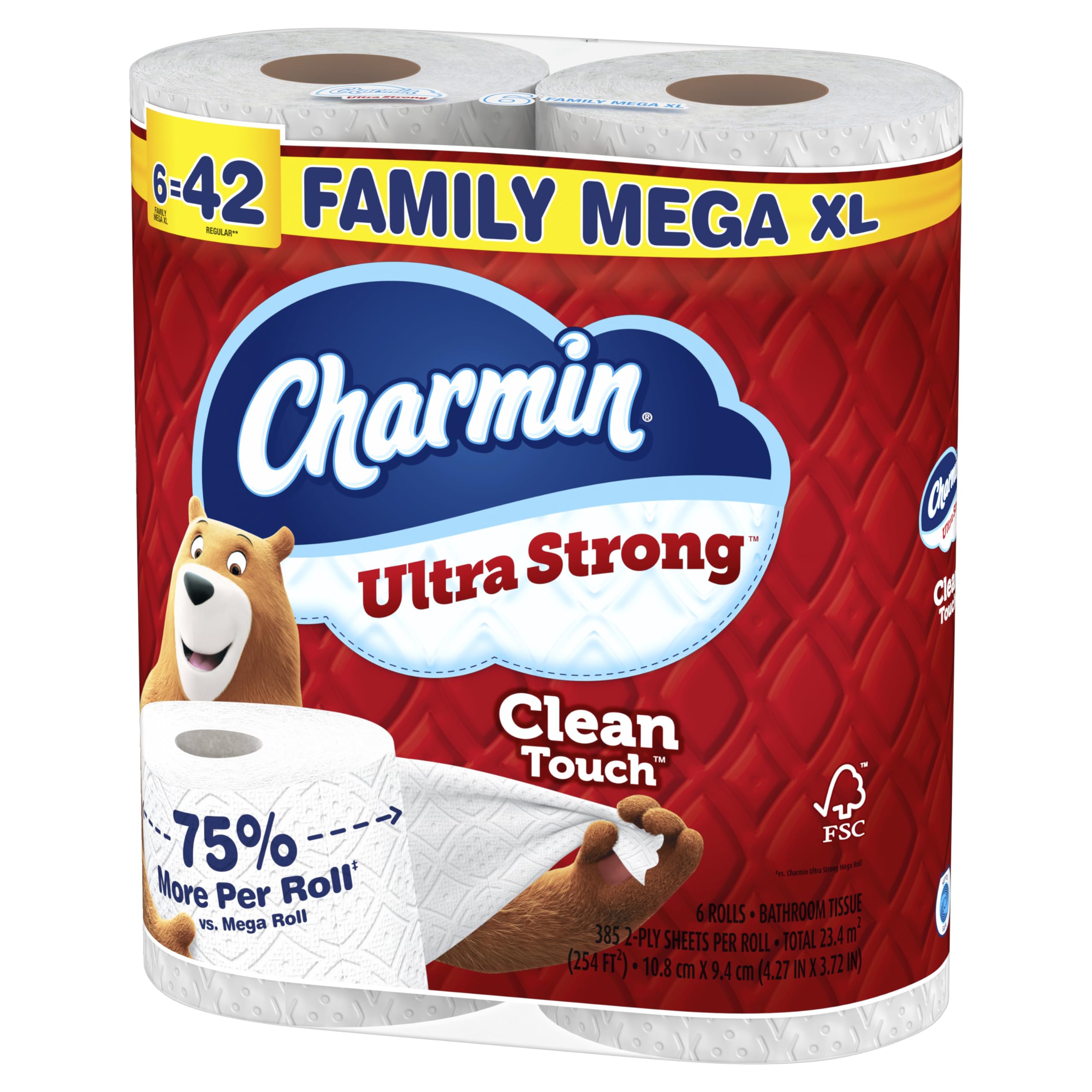 Charmin primer plano de bordes mostrando fortaleza y durabilidad