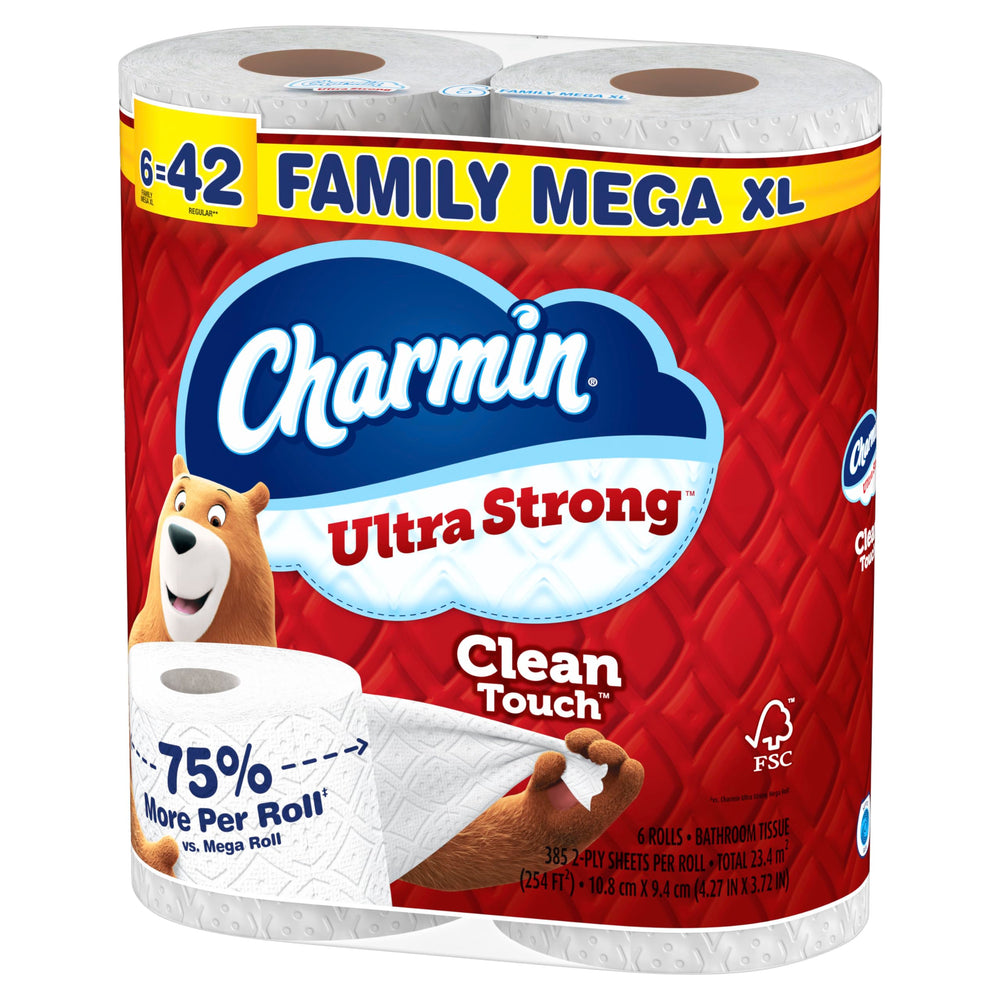 Charmin primer plano de bordes mostrando fortaleza y durabilidad