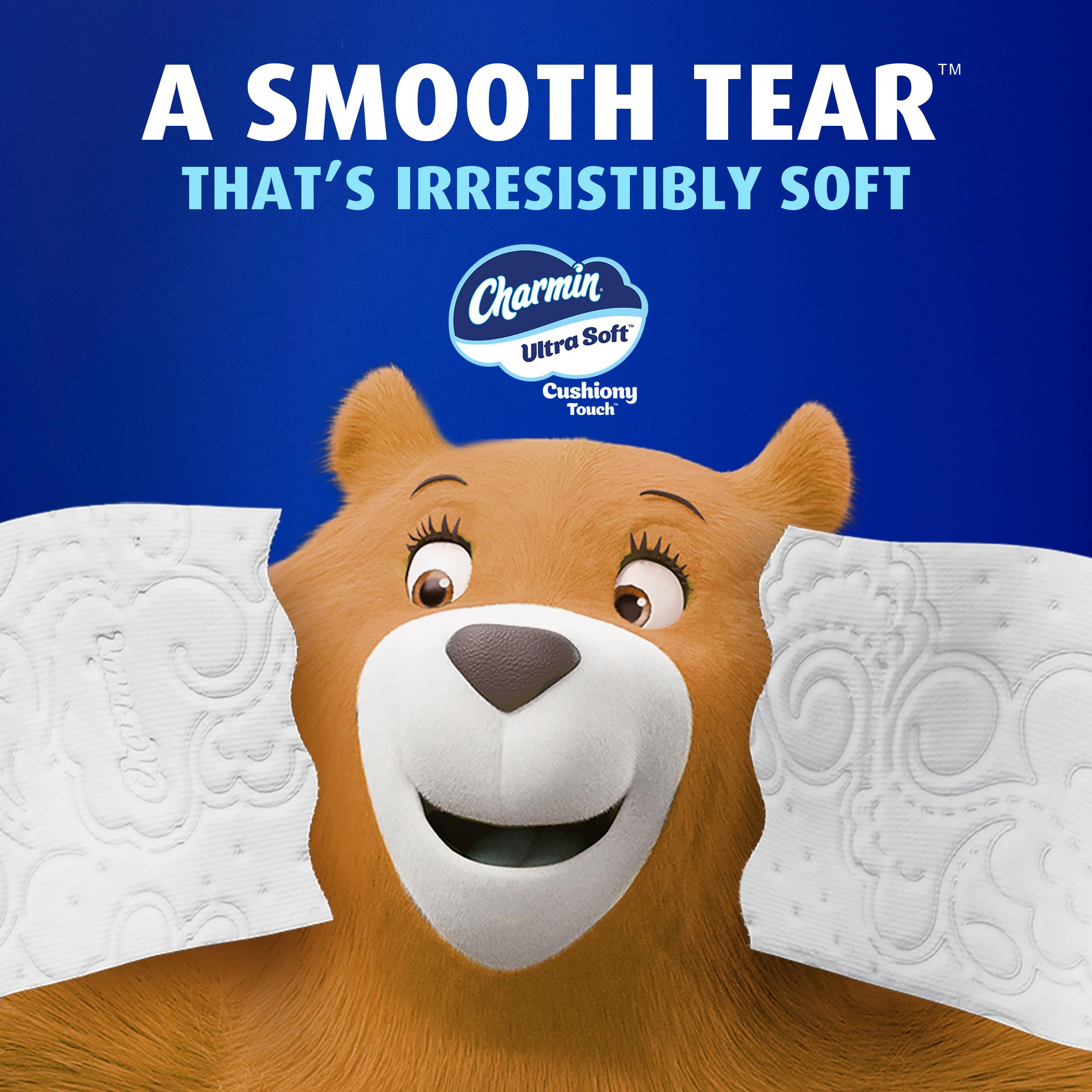 Charmin comparación de tamaño con objeto cotidiano para escala