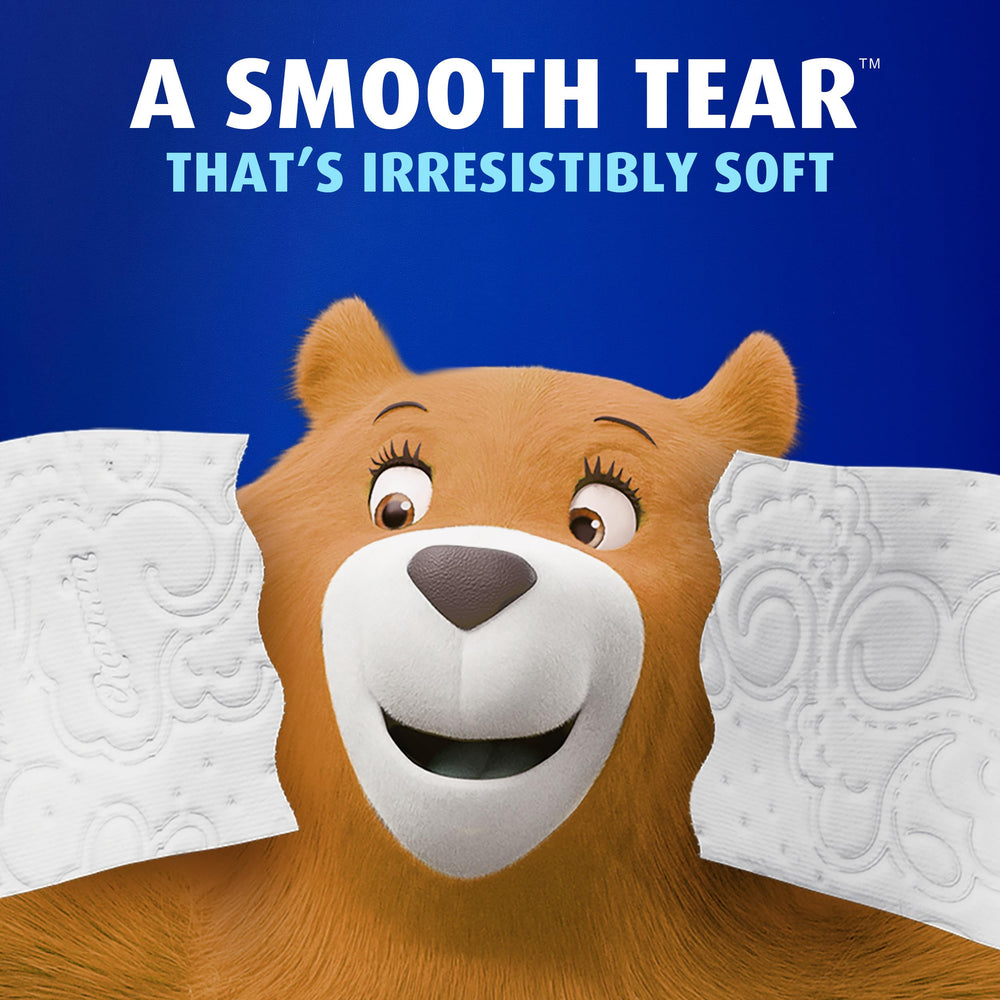 Charmin comparación de tamaño que muestra duración del rollo