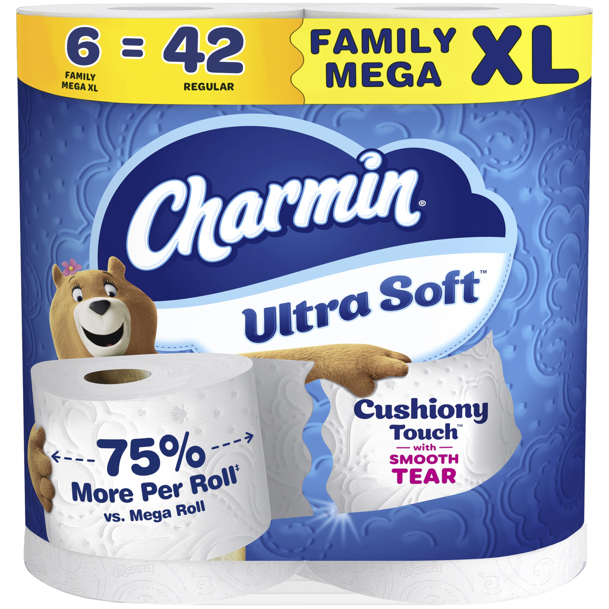 Charmin frente del empaque mostrando cantidad y valor familiar