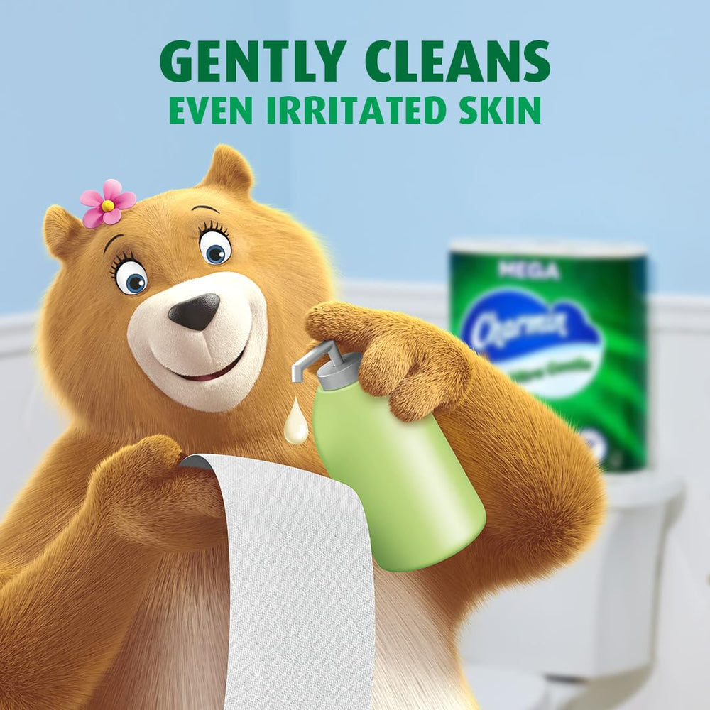 Charmin rollo colocado en porta papel mostrando facilidad de uso