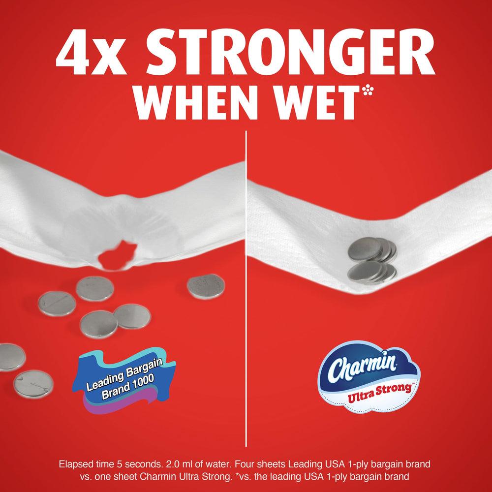 Charmin comparación de tamaño Mega XL versus rollo regular