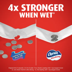 Charmin comparación de tamaño Mega XL versus rollo regular