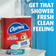 Charmin uso en baño mostrando facilidad de almacenamiento y estética