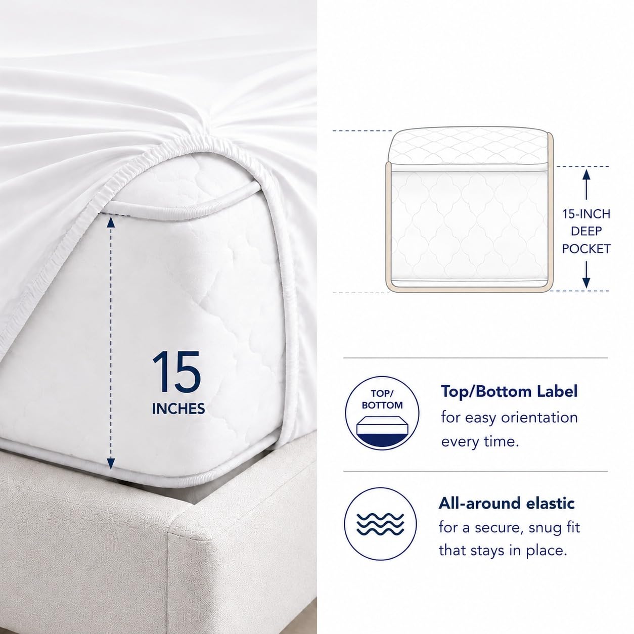 CHATEAU HOME COLLECTION sábanas colocadas en cama doble, aspecto lujoso y acogedor