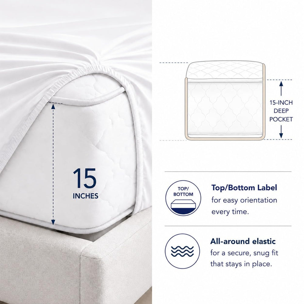 CHATEAU HOME COLLECTION sábanas colocadas en cama doble, aspecto lujoso y acogedor