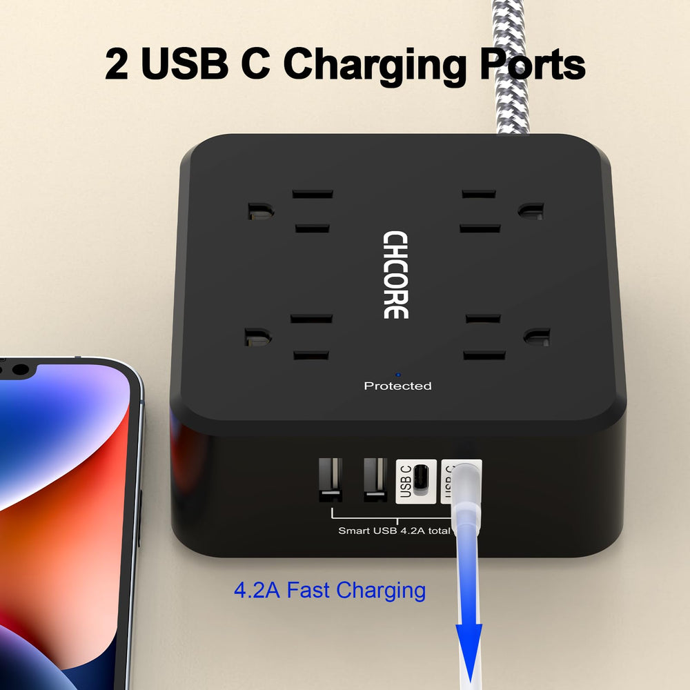 CHCORE cable trenzado de 5 ft y clavija plana para instalación compacta