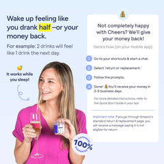Cheers Relief cápsulas en primer plano, apoyo matutino visible y fácil de tomar