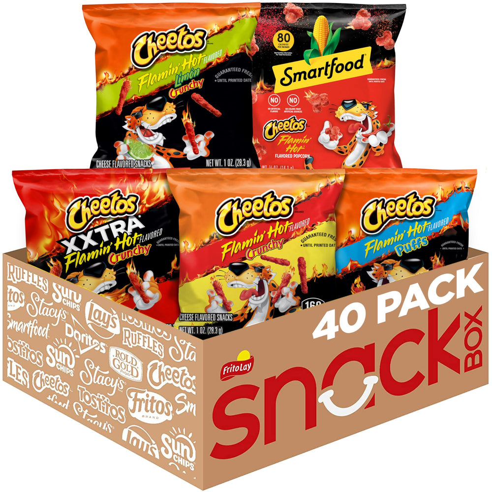 Cheetos front pack showing variety mix and portable convenience