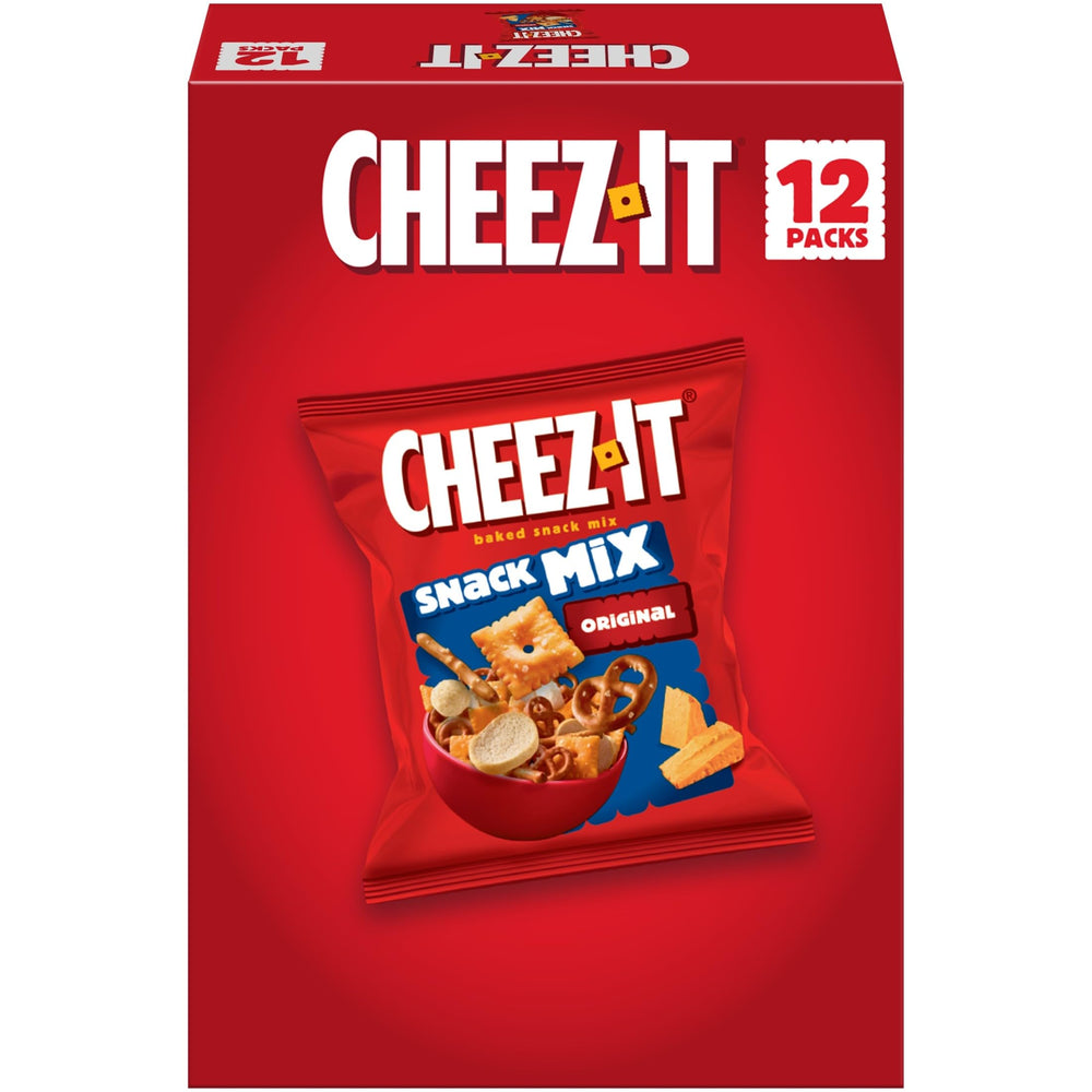 Cheez-It caja frontal mostrando 12 paquetes, perfecta para llevar