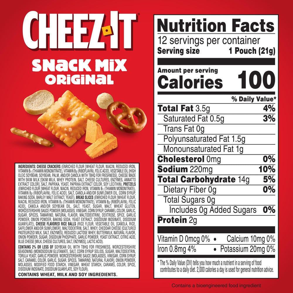 Cheez-It primer plano de mezcla y ingredientes, destaca queso real