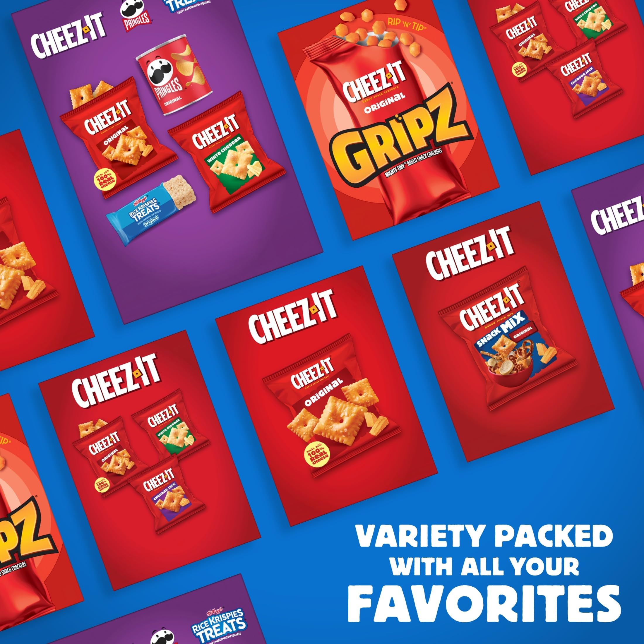 Cheez-It caddy abierto con sobres dentro, almacenamiento ordenado