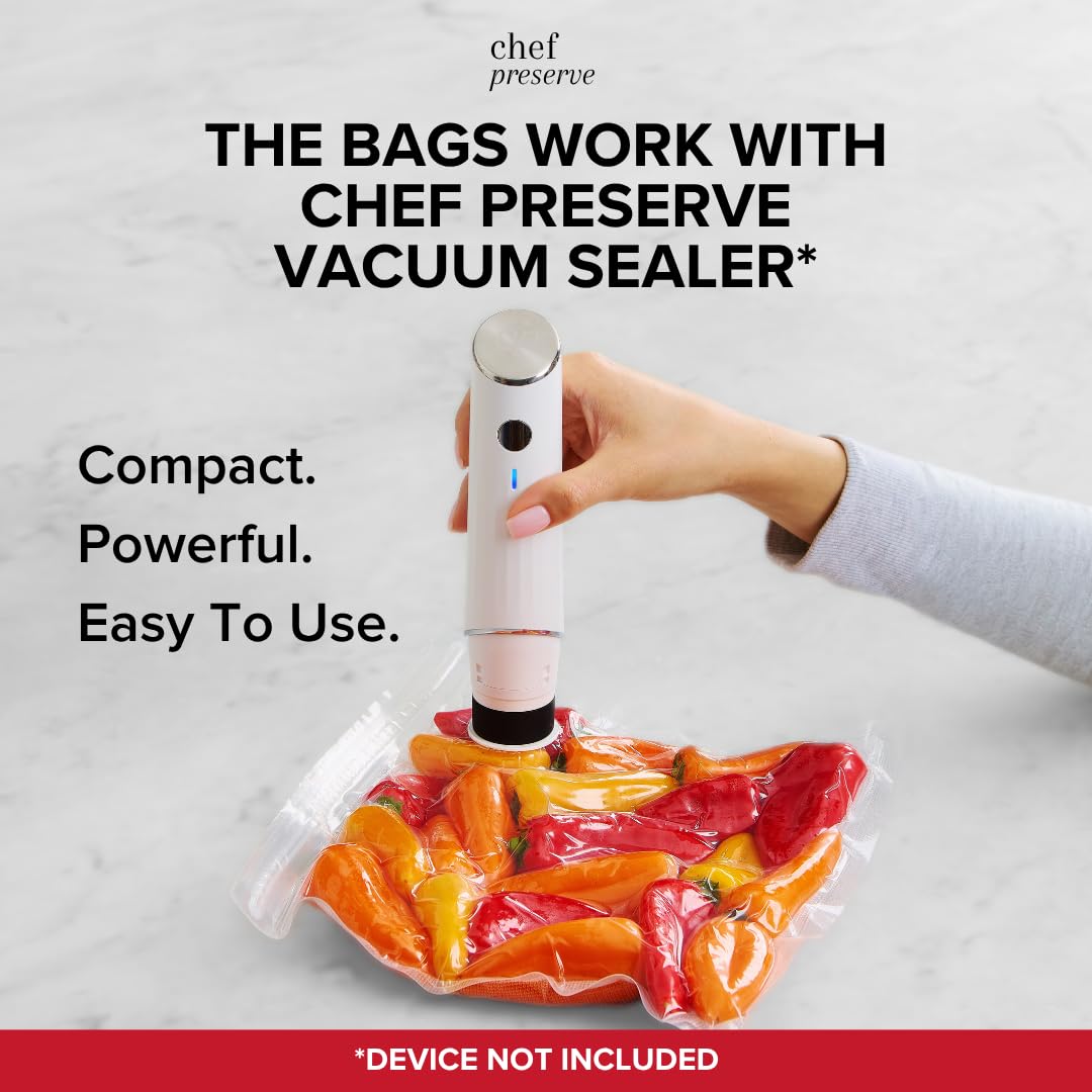 Chef Preserve bolsa en mano para comparar tamaño y facil manejo