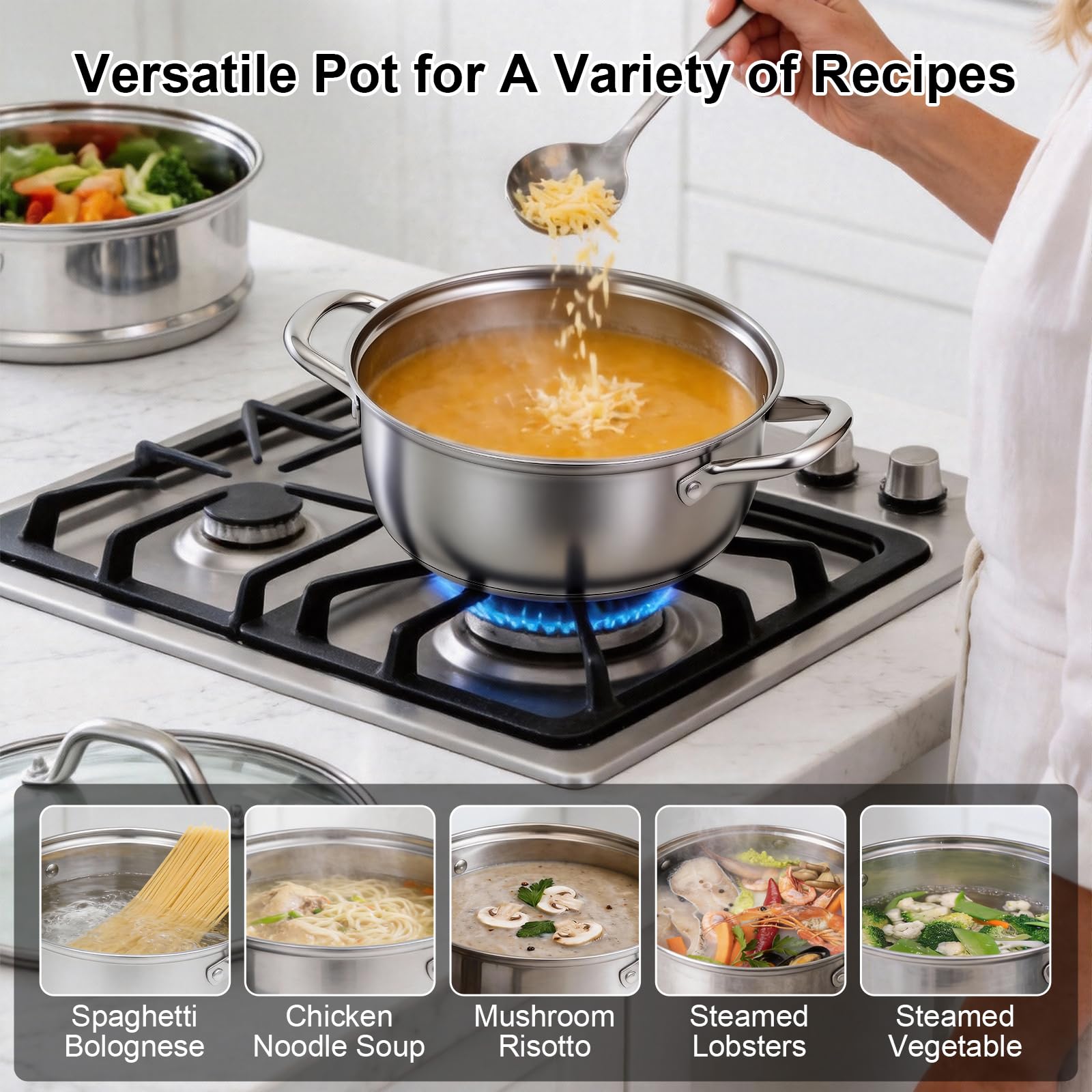 CHEFBEE comparación de tamaño 3.2QT para ver escala y porciones