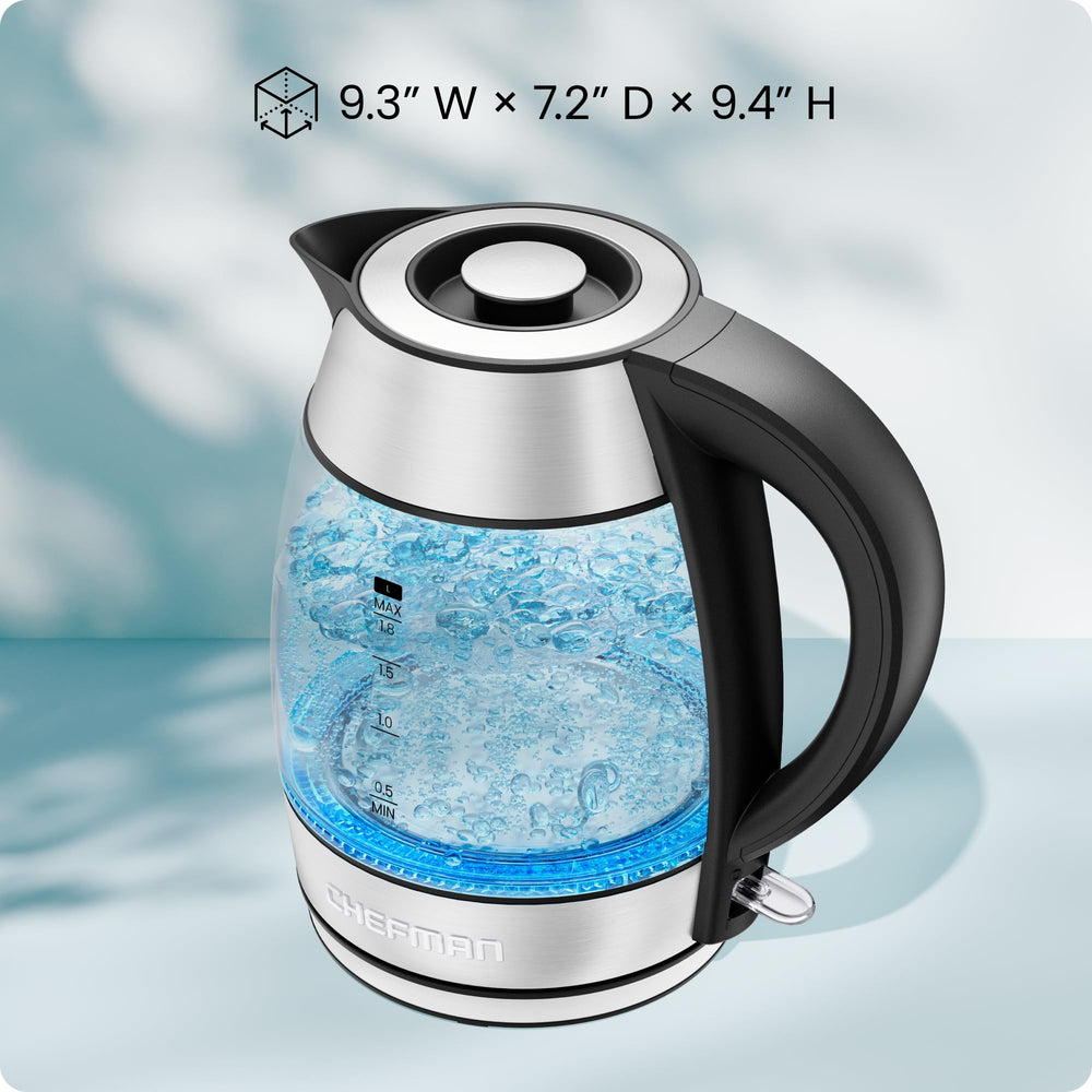 Chefman comparación de tamaño 1.8L para visualizar capacidad doméstica