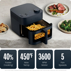 Chefman Crispinator controles con diales y LED para ajuste preciso y rápido