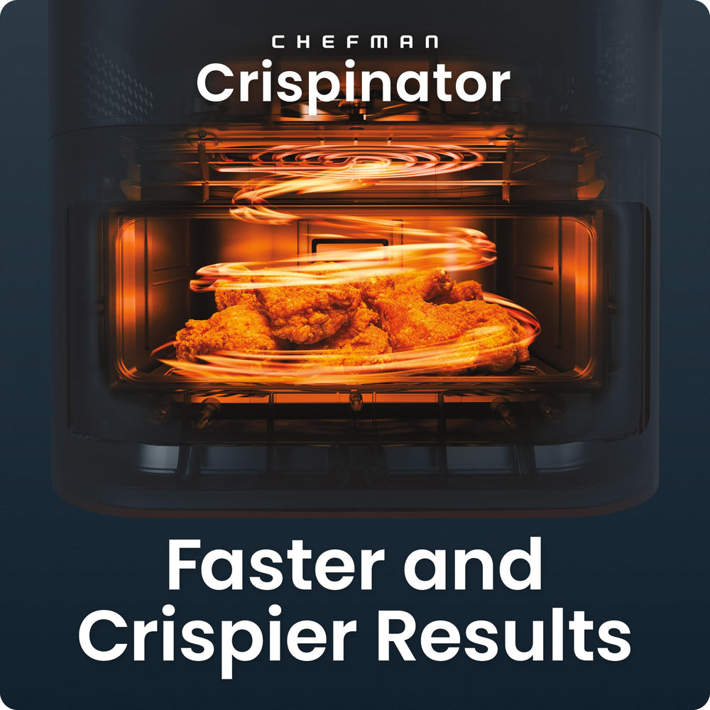 Chefman Crispinator ventana con luz mostrando alimentos dorados al instante