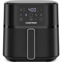 Chefman freidora de aire 6 QT vista frontal elegante y compacta, ahorro de espacio