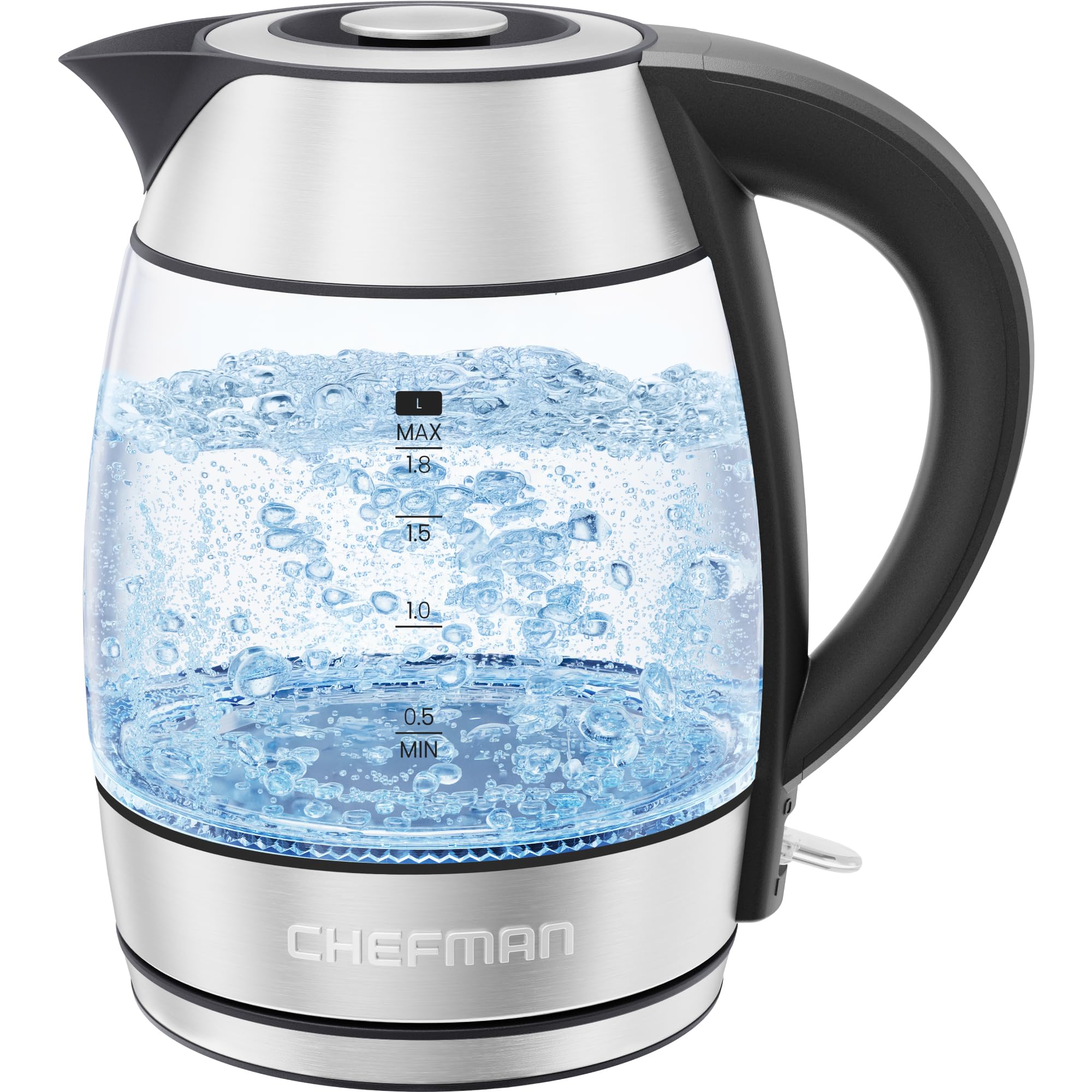 Chefman hervidor frontal de vidrio borosilicato elegante y resistente