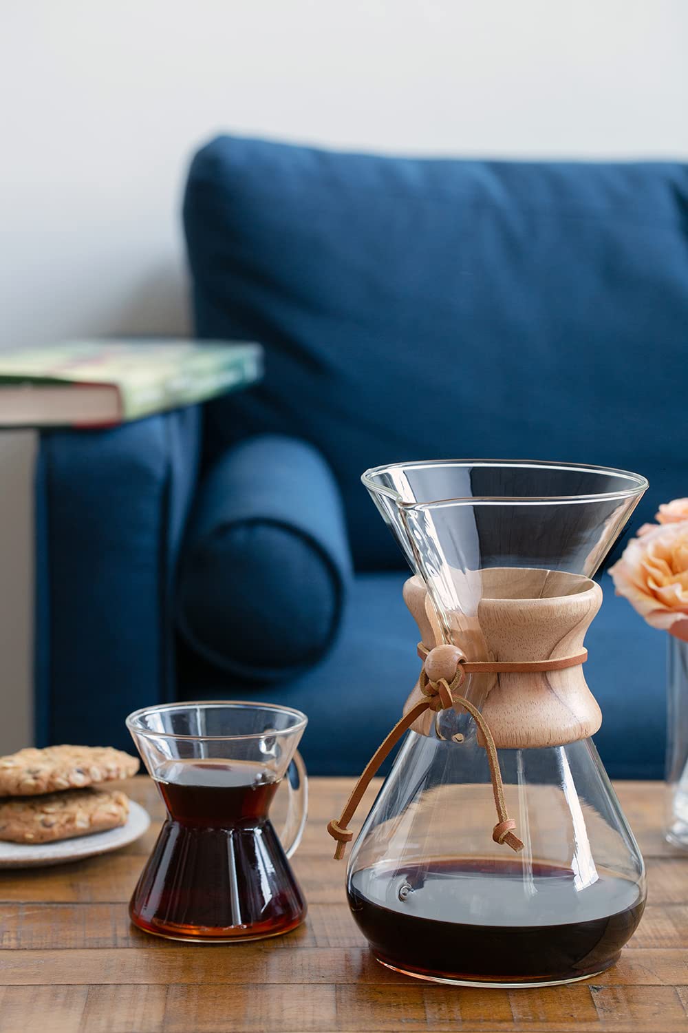 Chemex etiqueta de capacidad mostrando 8 tazas y medidas claras