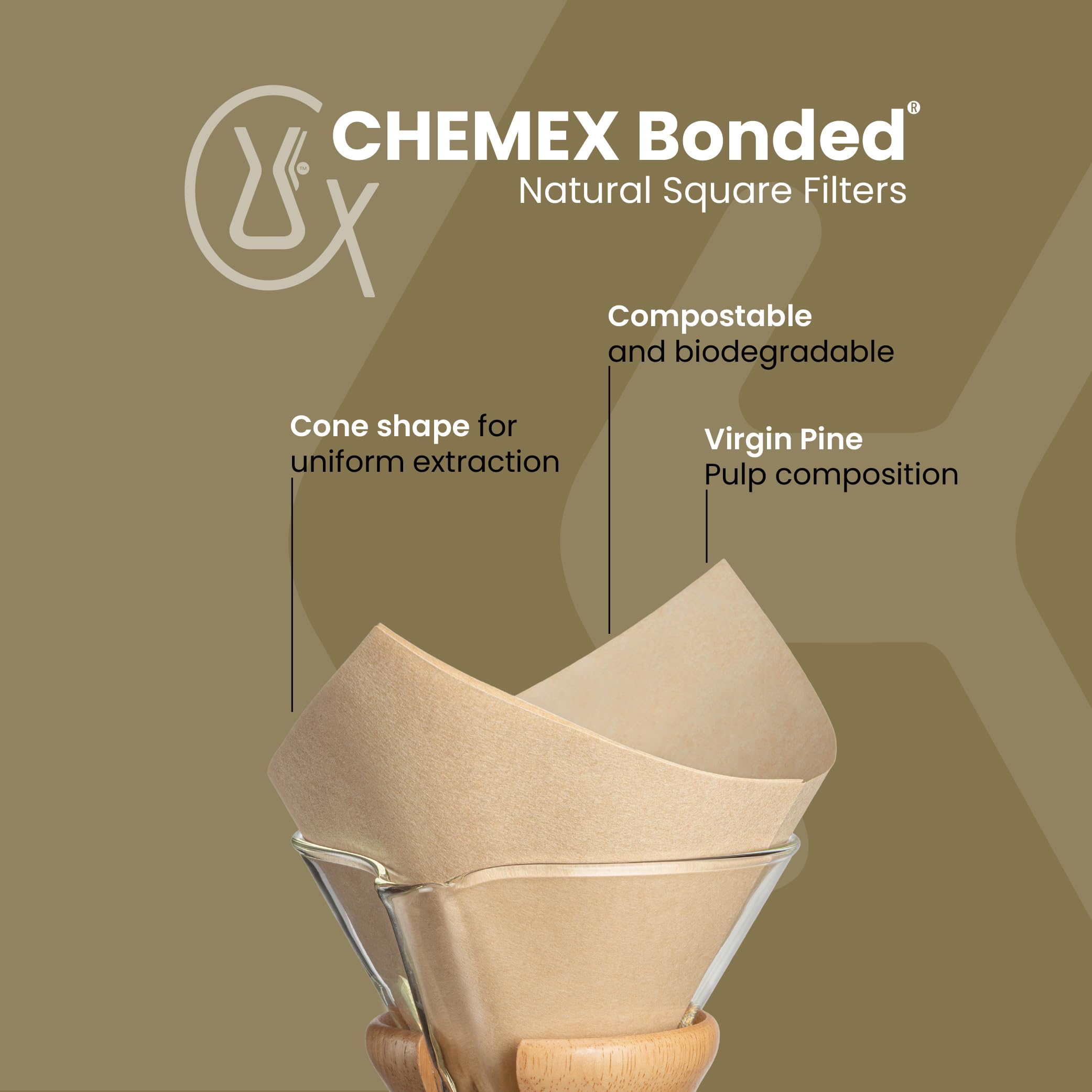 Chemex detalle textura del papel más grueso que mejora filtrado y claridad del café