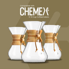 Chemex filtros en uso con vertido manual ofreciendo extracción uniforme y sabor limpio