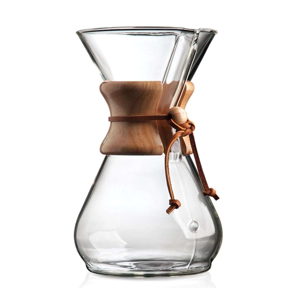 Chemex frente con embalaje exclusivo mostrando presentación y elegancia