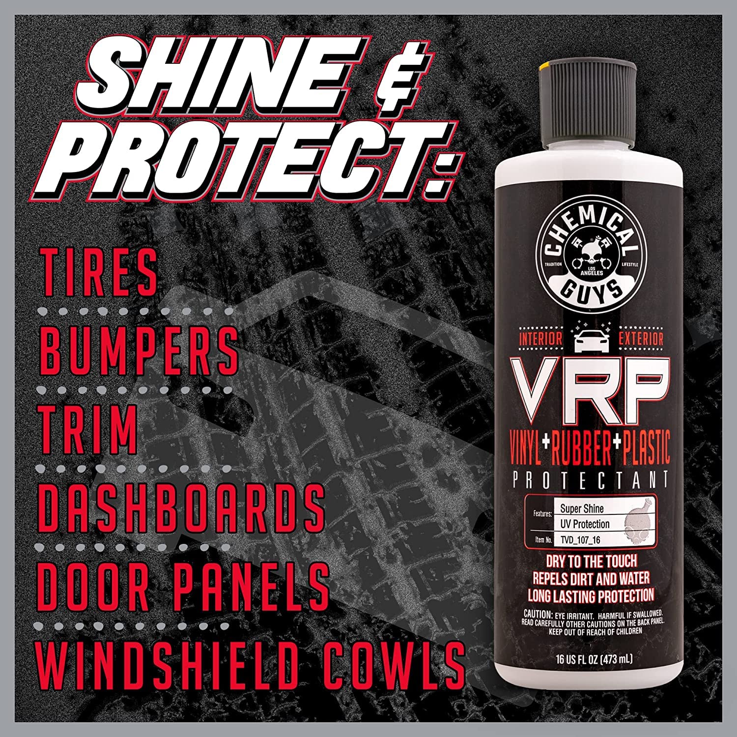 Chemical Guys botella VRP 16 oz en primer plano, etiqueta legible y fácil aplicación