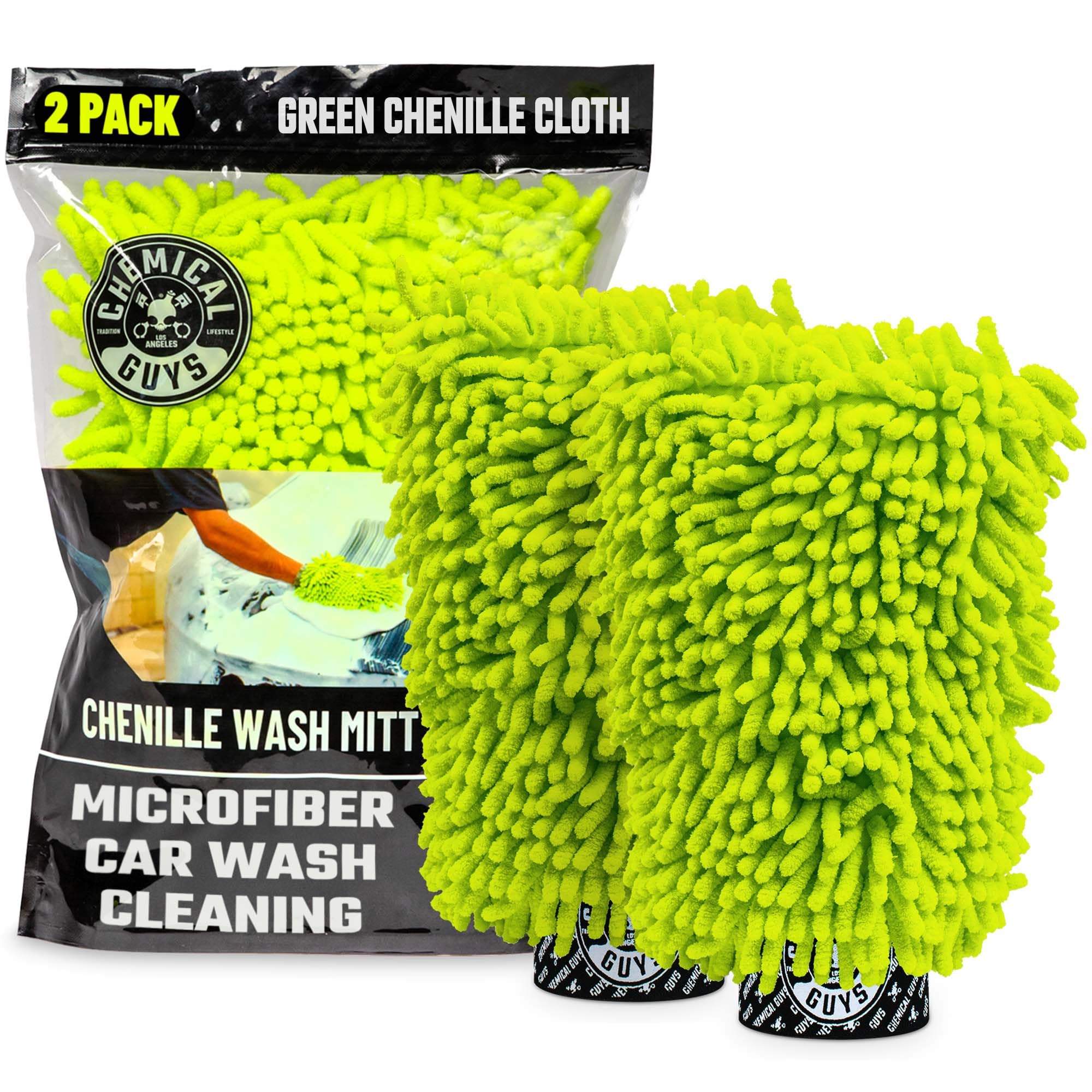 Chemical Guys manopla chenille frontal mostrando fibras y protección