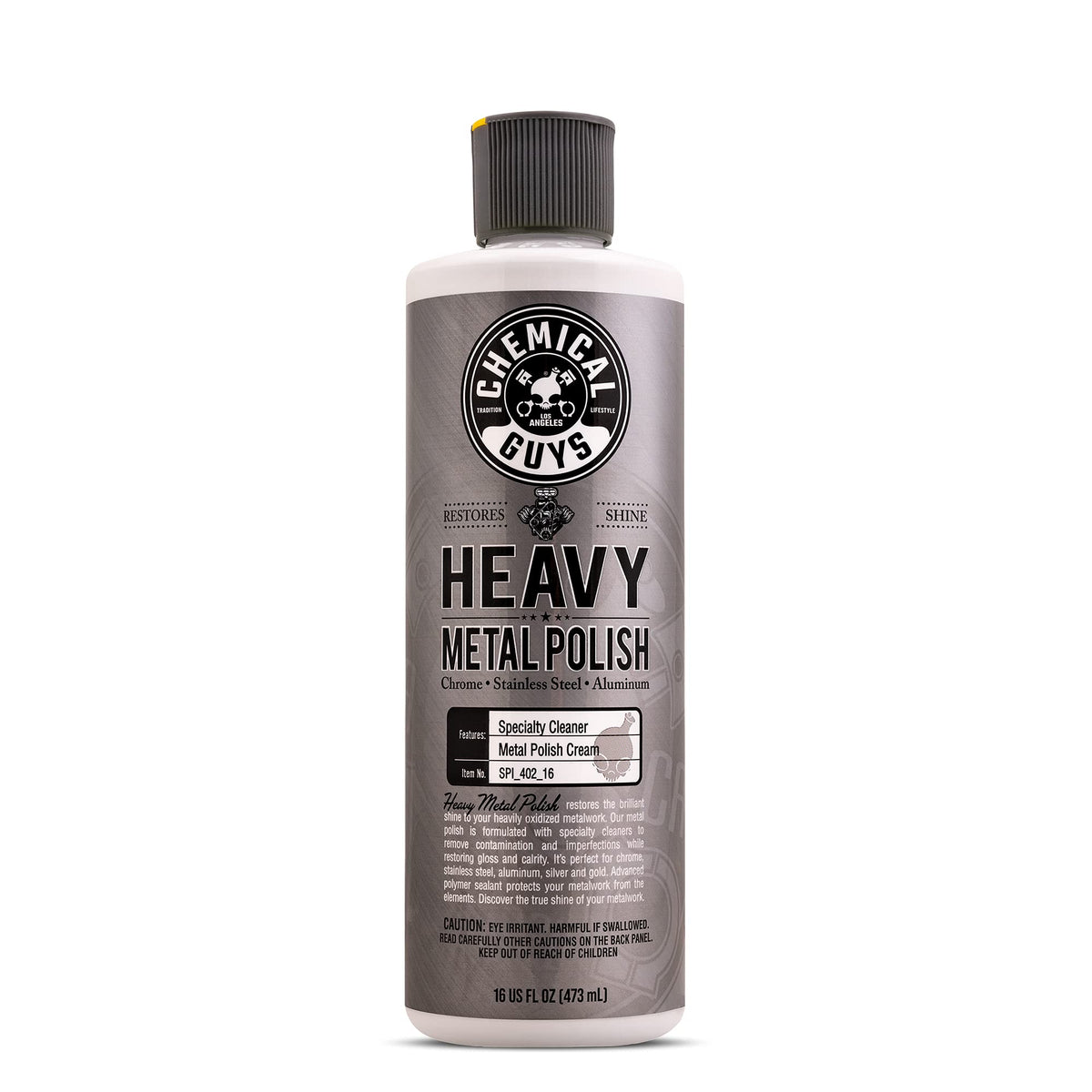 Chemical Guys envase frontal del pulidor mostrando etiqueta y volumen 16 oz