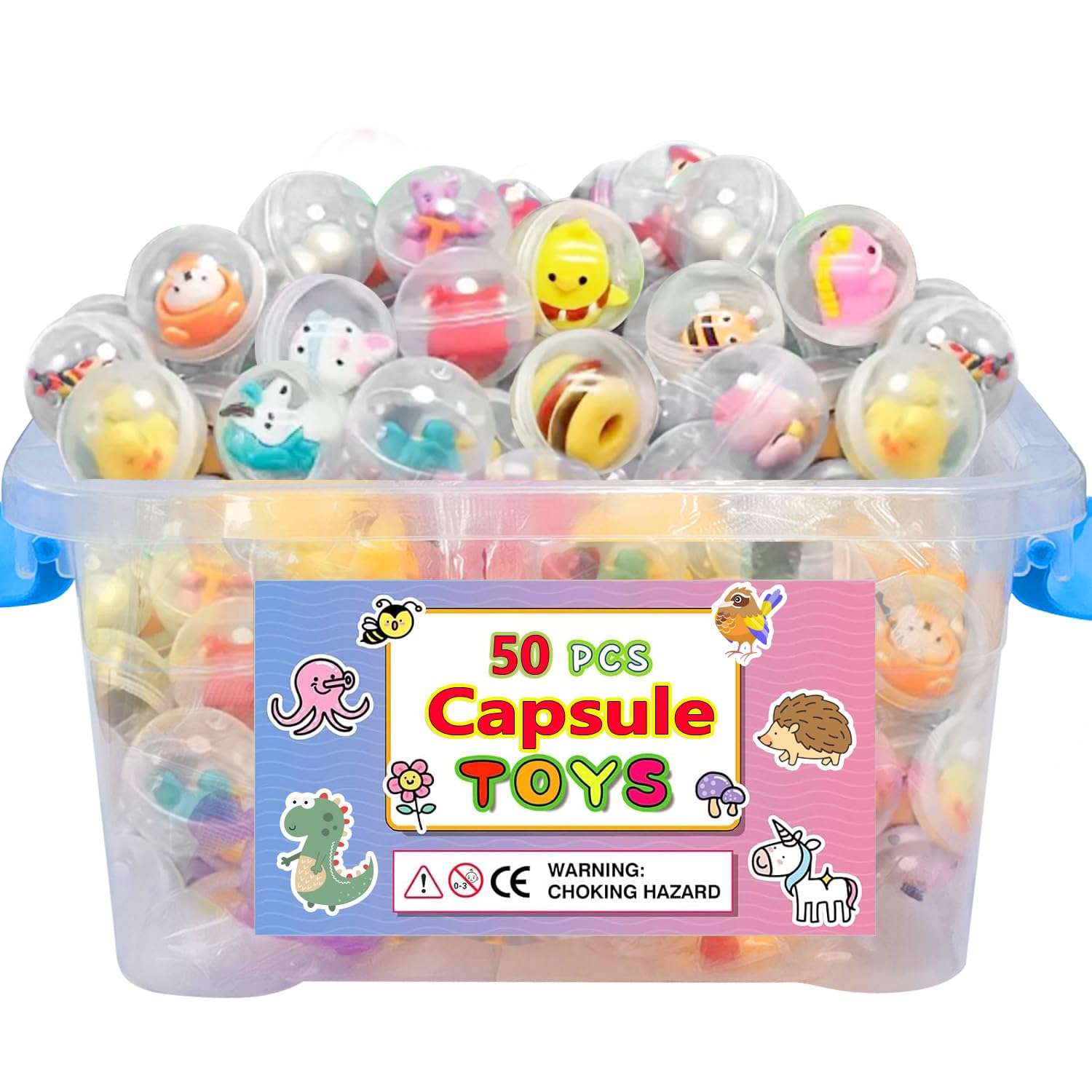 Cherislpy caja frontal con 50 cápsulas kawaii para fiestas y regalos
