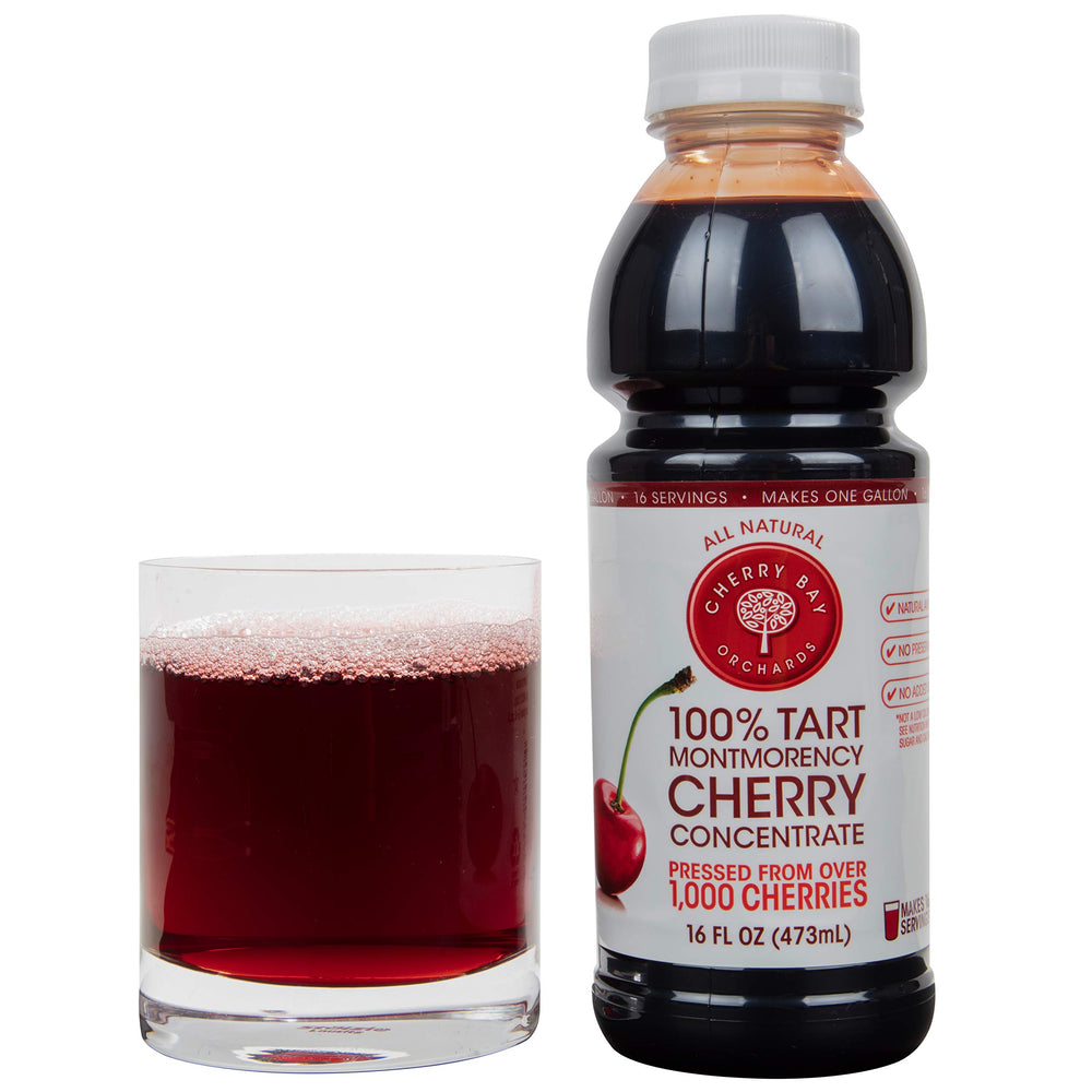 Cherry Bay Orchards cerezas Montmorency frescas junto al concentrado como fuente