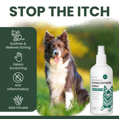 Chew + Heal Labs aplicando spray en perro para reducción de picor puntual