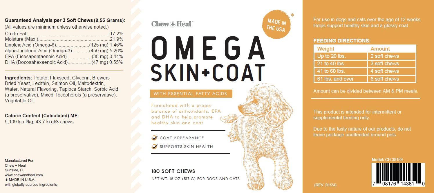 Chew + Heal Labs perro feliz en exterior con pelaje brillante y saludable