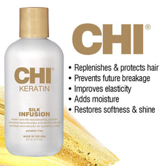 CHI applied to damp hair demonstrating smoother, detangled strands