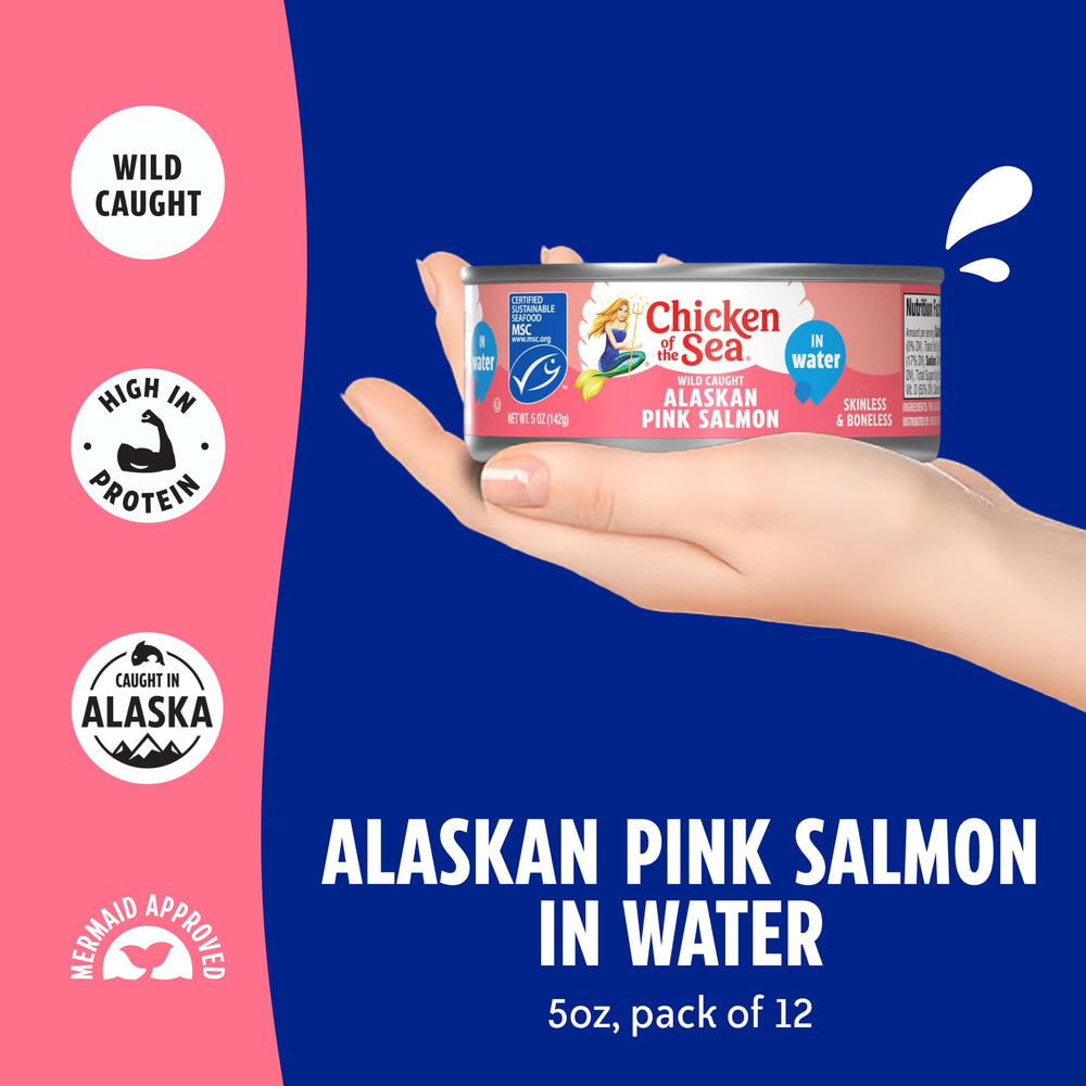 Chicken of the Sea open can with flaked salmon ready to use, quick protein