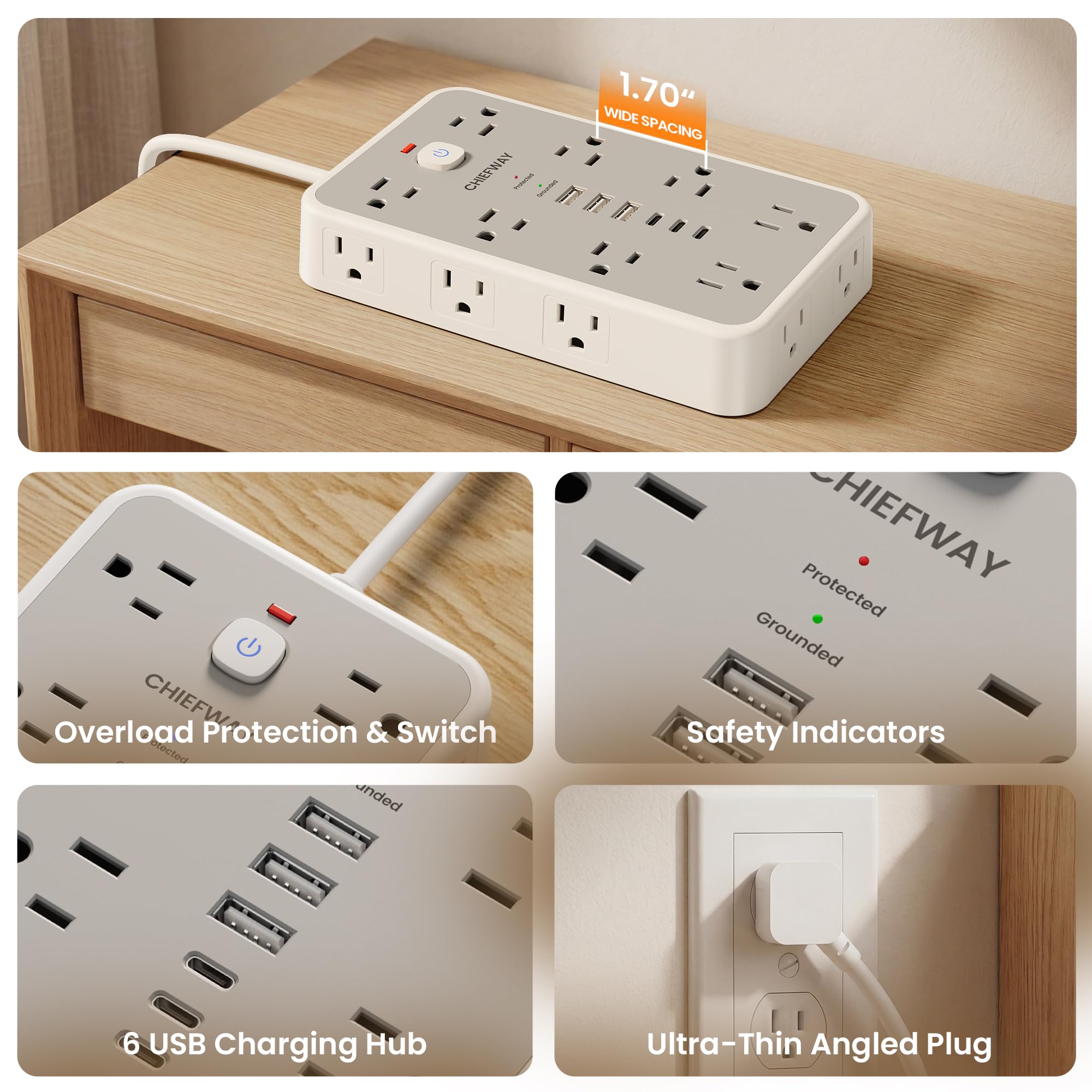 chiefway luces indicadoras de protección y toma de tierra para mayor seguridad