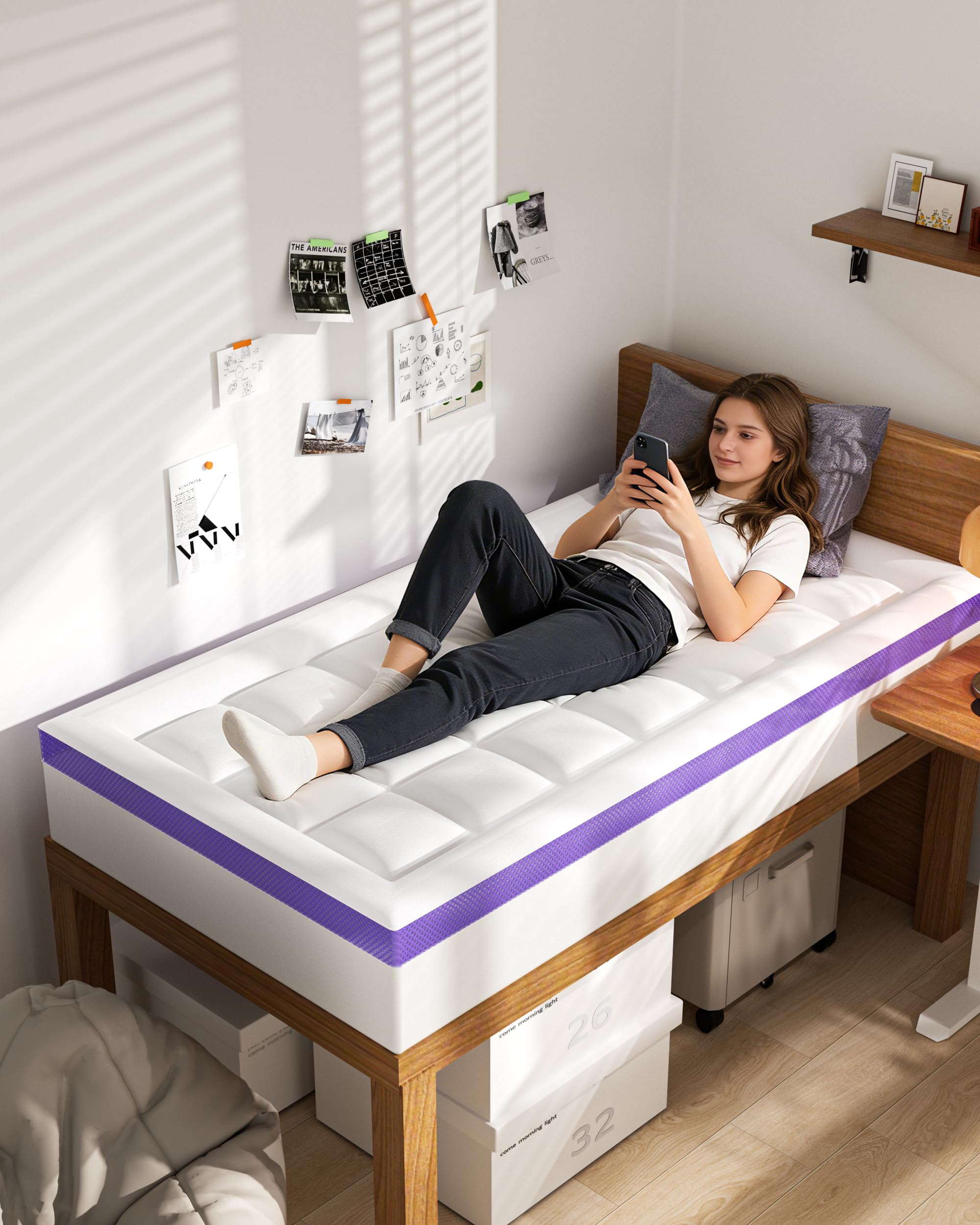 ChiXpace persona leyendo en cama con topper, mejora confort y soporte
