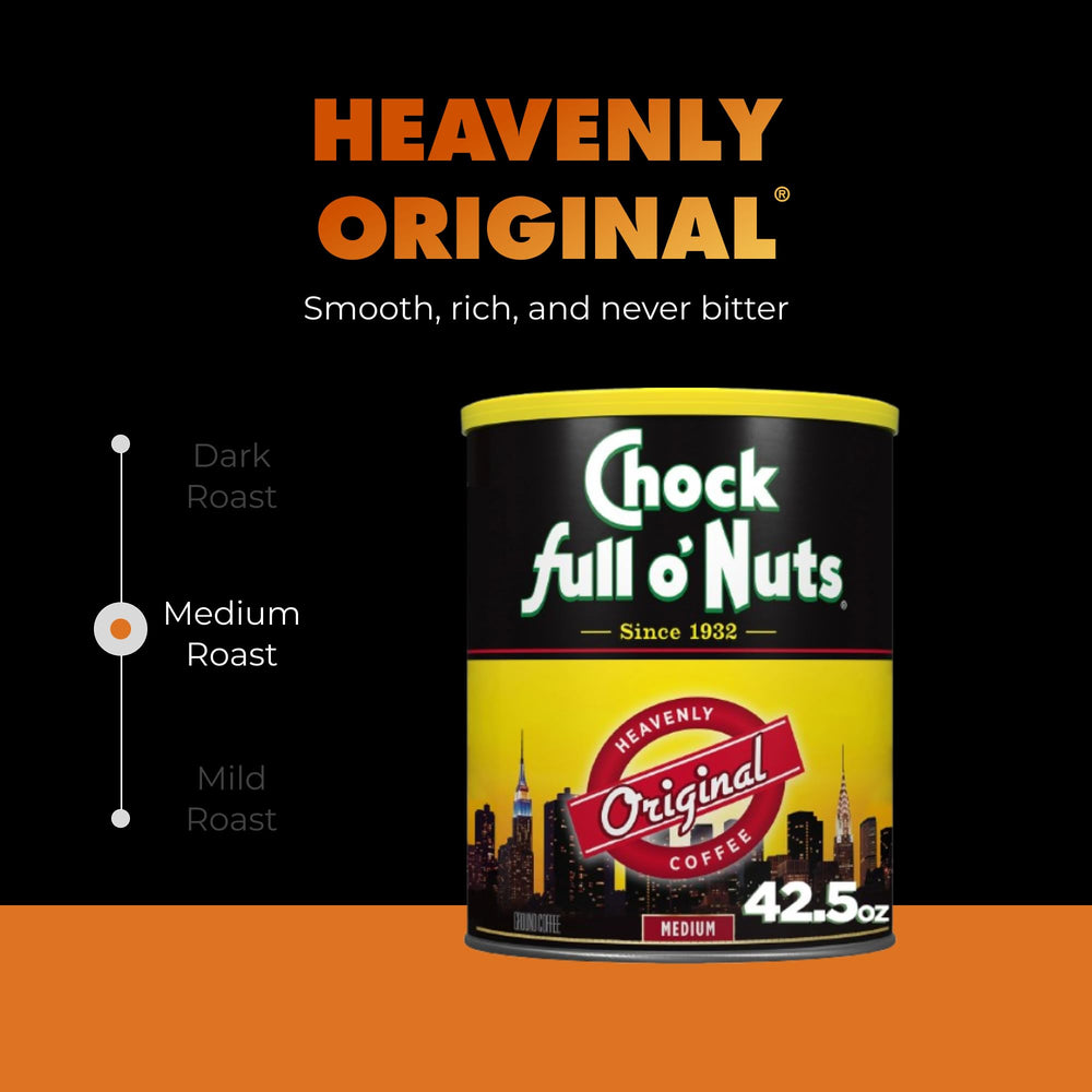 Chock Full o' Nuts interior de lata con café molido y frescura visible