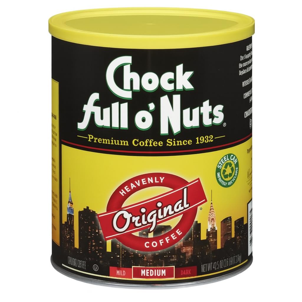 Chock Full o' Nuts lata frente mostrando diseño y conservación