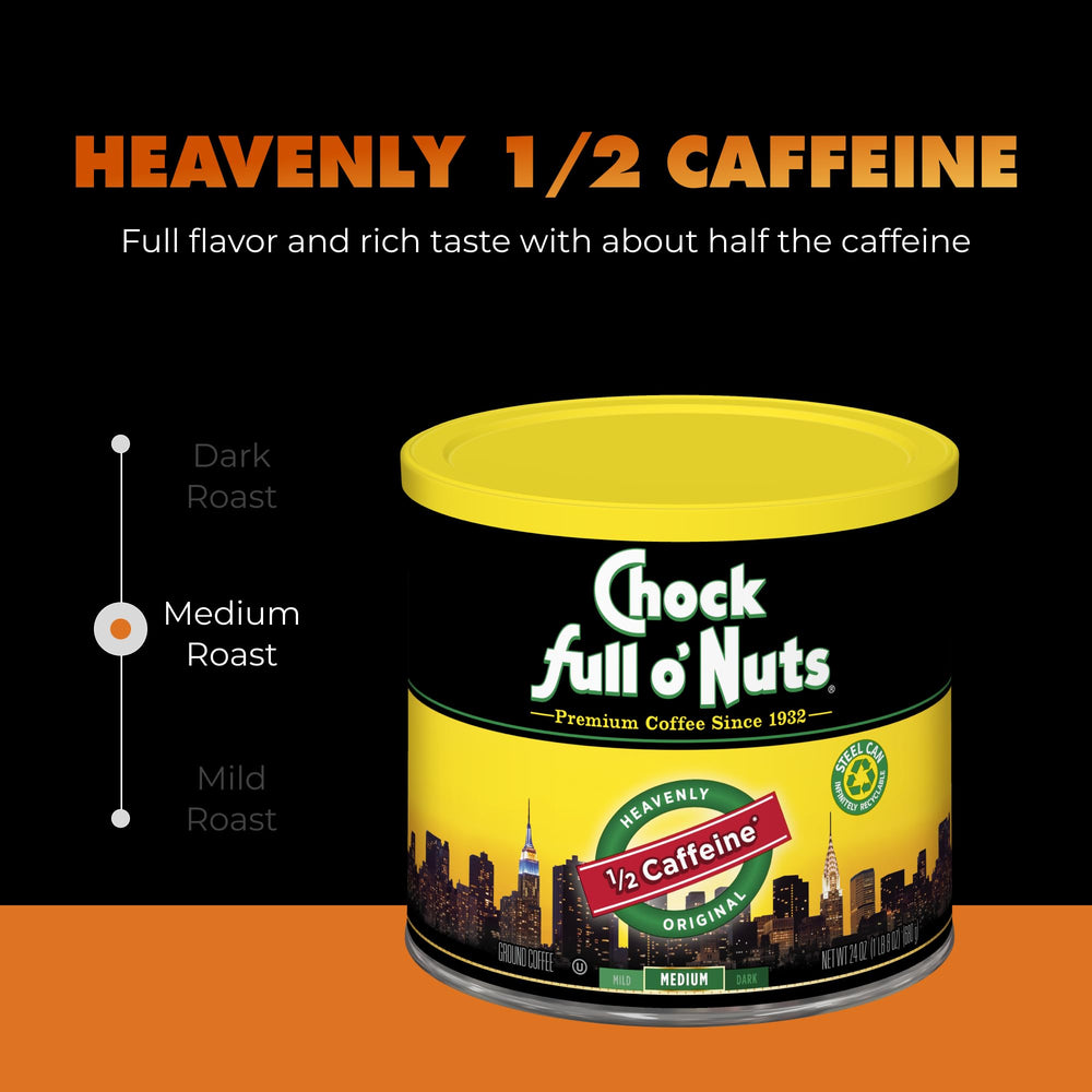 Chock Full o' Nuts primer plano del molido con textura equilibrada