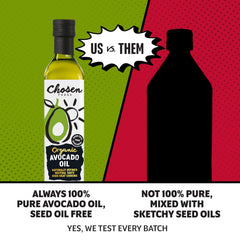 Chosen Foods vertiendo aceite en sartén para saltear con alto punto de humo