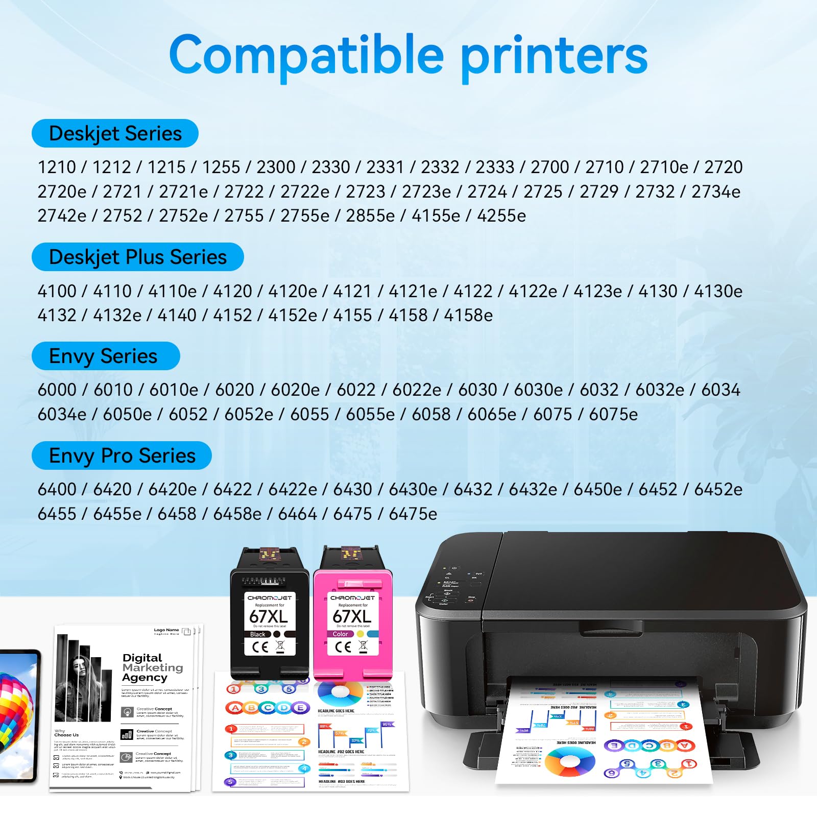 Chromojet detalle de etiqueta con compatibilidad visible para confirmar modelo