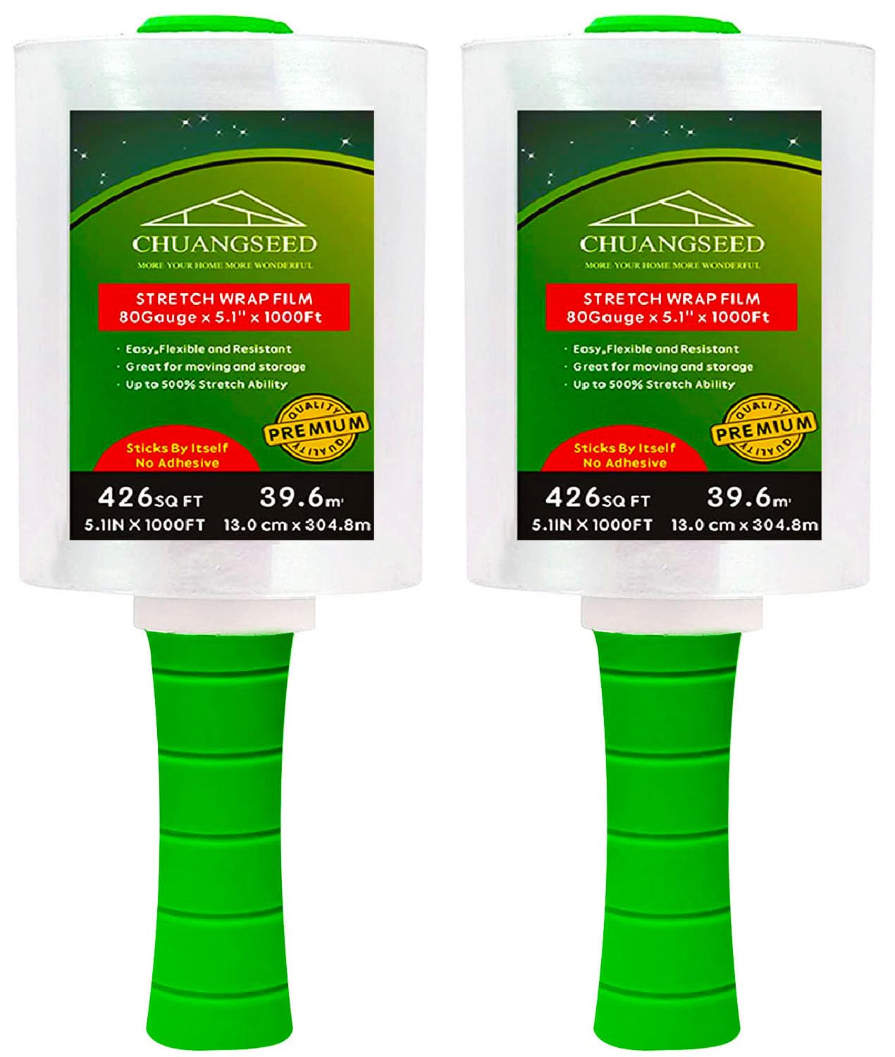 CHUANGSEED rollo frontal mostrando ancho y longitud para embalaje seguro