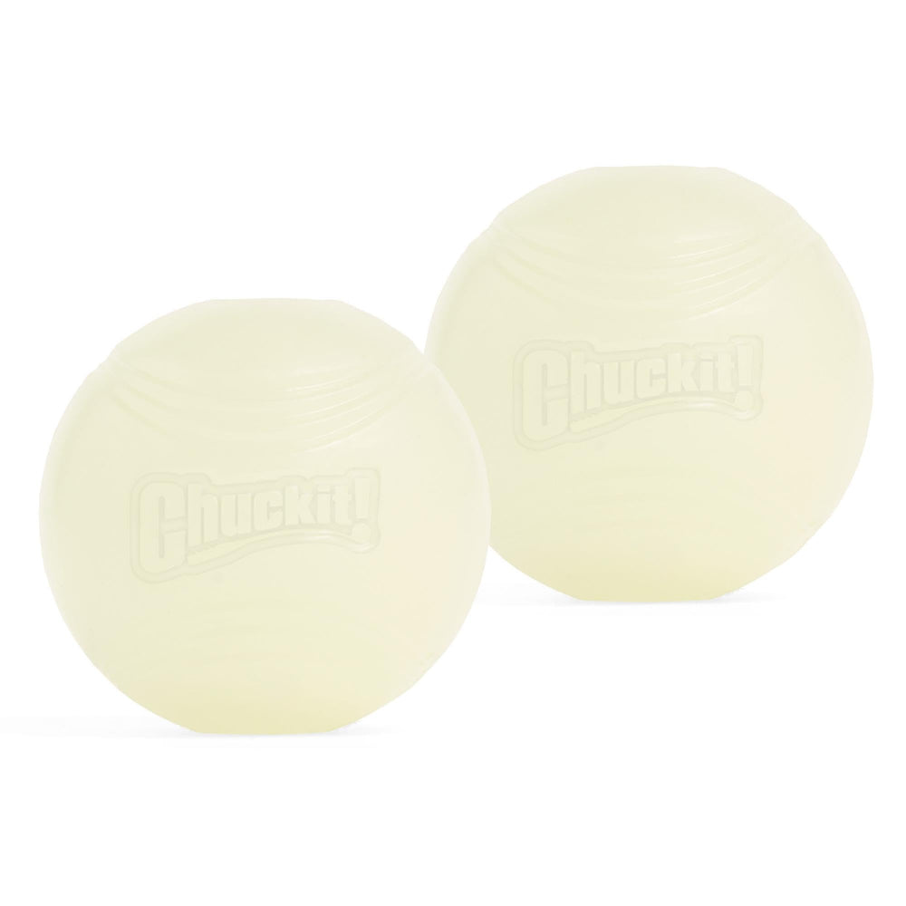 Chuckit! pelota glow vista frontal mostrando forma y color útil para identificar