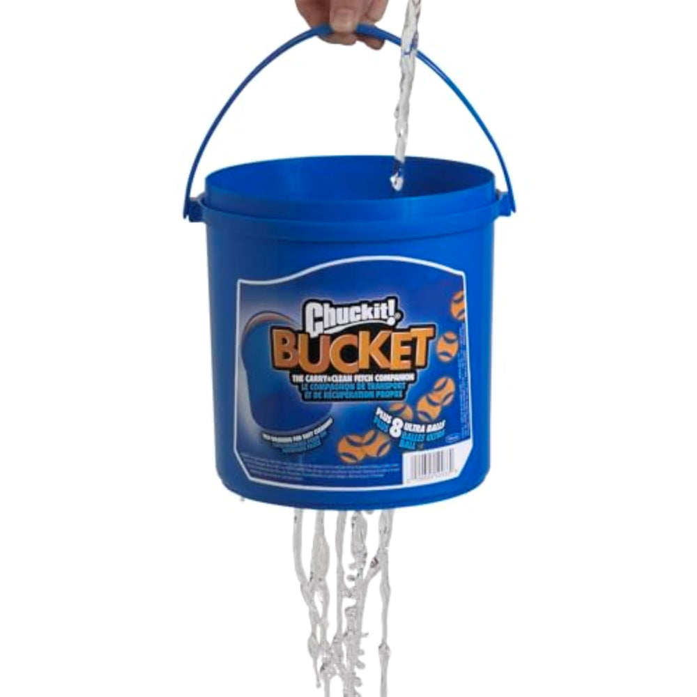 Chuckit! pelota de 2.5" junto a una mano para escala y referencia de tamaño